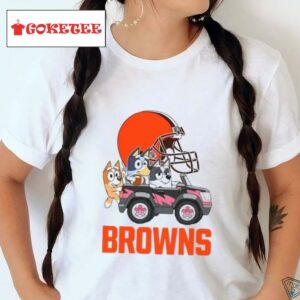 Bluey Fun In The Car With Cleveland Browns Football Shirt