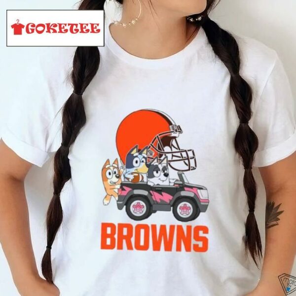 Bluey Fun In The Car With Cleveland Browns Football Shirt