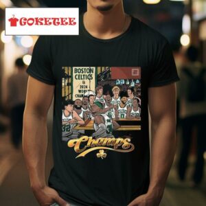 Boston Celtics Team Players Celebrate World Champions Cartoon Tshirt