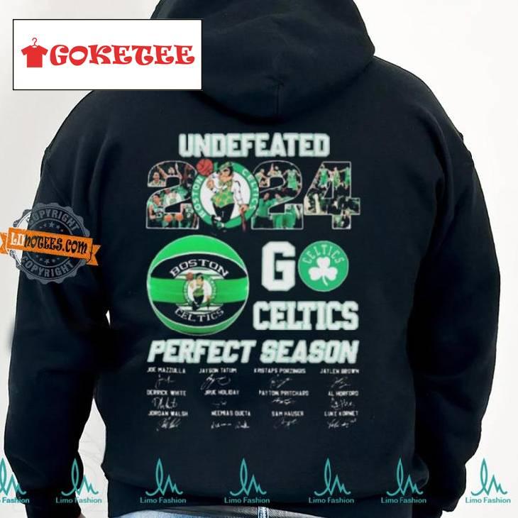 Boston Celtics Undefeated 2024 Go Celtics Perfect Season Signatures Shirt