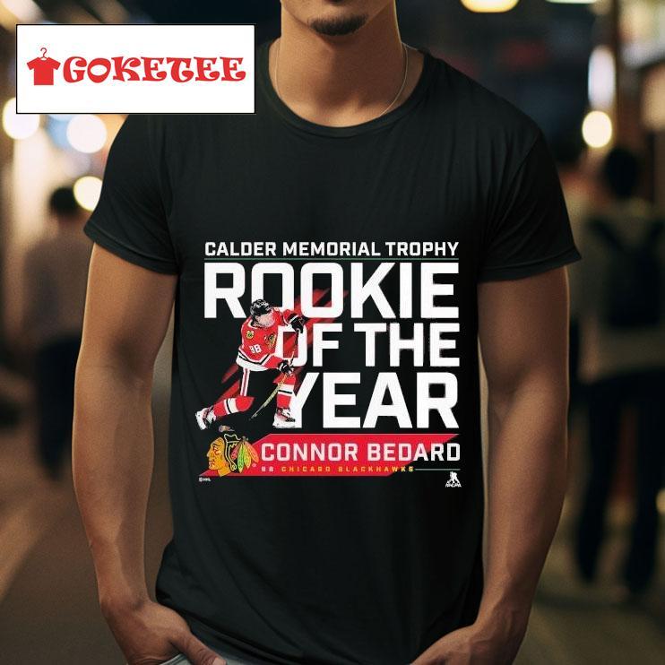 Connor Bedard Chicago Blackhawks  Rookie Of The Year Calder Memorial Trophy Winner S Tshirt 