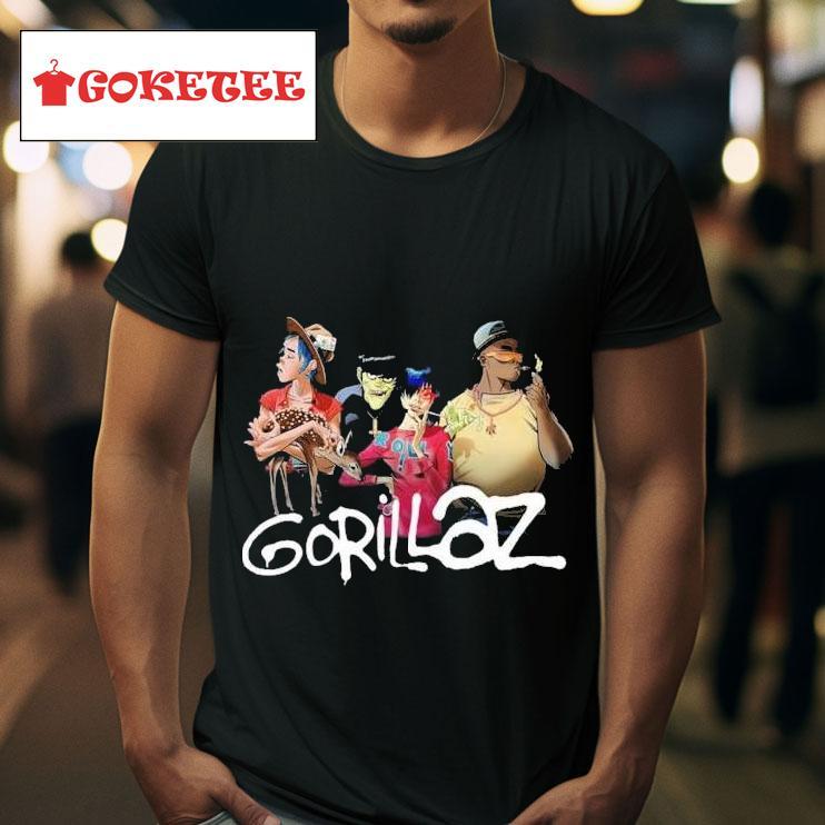 Gorillaz Group With Deer Stonewashed S Tshirt 