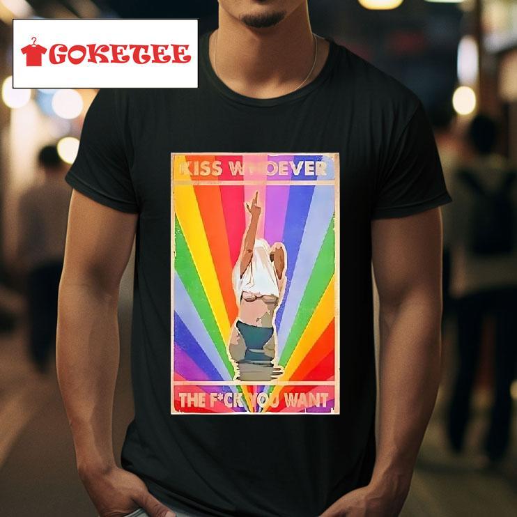 Kiss Whoever The F You Want Pride Day Rainbow Vintage Tshirt 