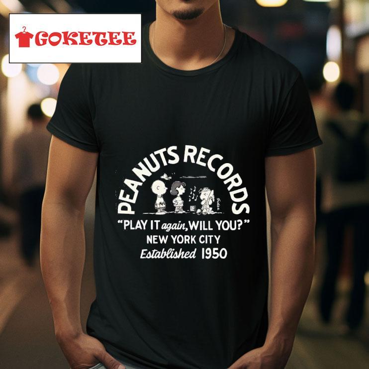 Peanuts Records Play It Again Will You New York City Established  Tshirt 