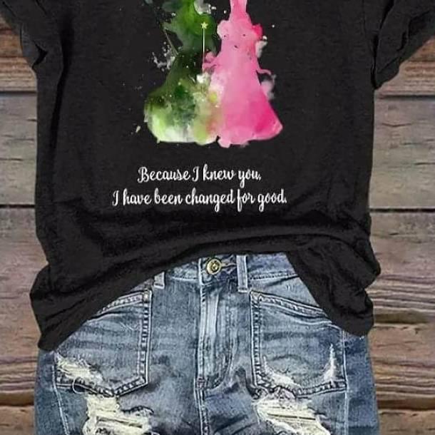 Women's Because I Met You, I Have Completely Changed Witch Print Casual Shirt