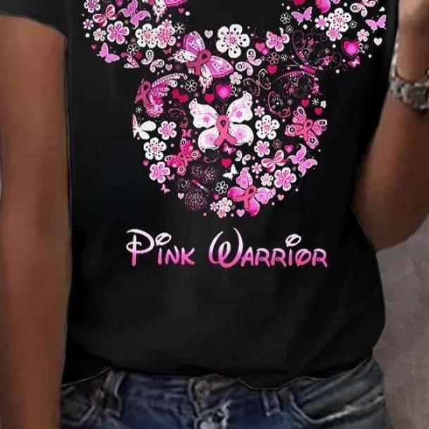 Women's Pink Ribbon Breast Cancer Awareness Print Shirt